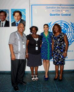 At ONUCI. Mr. Ronald (Rocky) Hall, Ms. Pamella Lewis (Jamaica), Ms. Arti Cameron and Ms. Eunice Wambegu (Kenya)