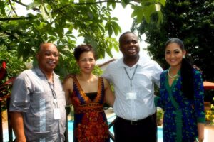 Ronald (Rocky) Hall, Ms and Mr. Owen Owen Fraser (British-Guyanese working in Abidjan) ) and Arti Cameron