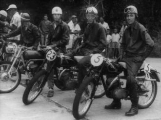 Johnny Terrill # 23 on his 175 cc Husqvarna at 1957 Race Meet in Guyana