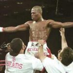 Andrew "Six Heads" Lewis after winning the WBA World Welterweight Champion by defeating James Page