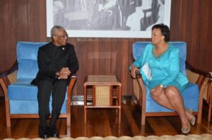 President David Granger and Baroness Patricia Scotland, Secretary-General of Commonwealth of Nations during the meeting