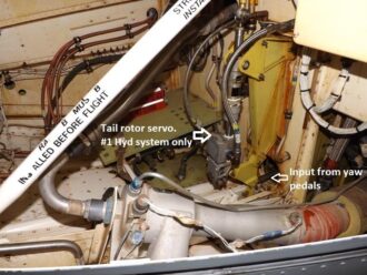 Bell 412EP MPFR (orange image in the background) location in compartment forward of tailboom attachment point