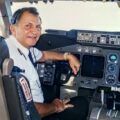 Captain Michael Pacheco in his office a Singapore Airlines Boeing 747-400